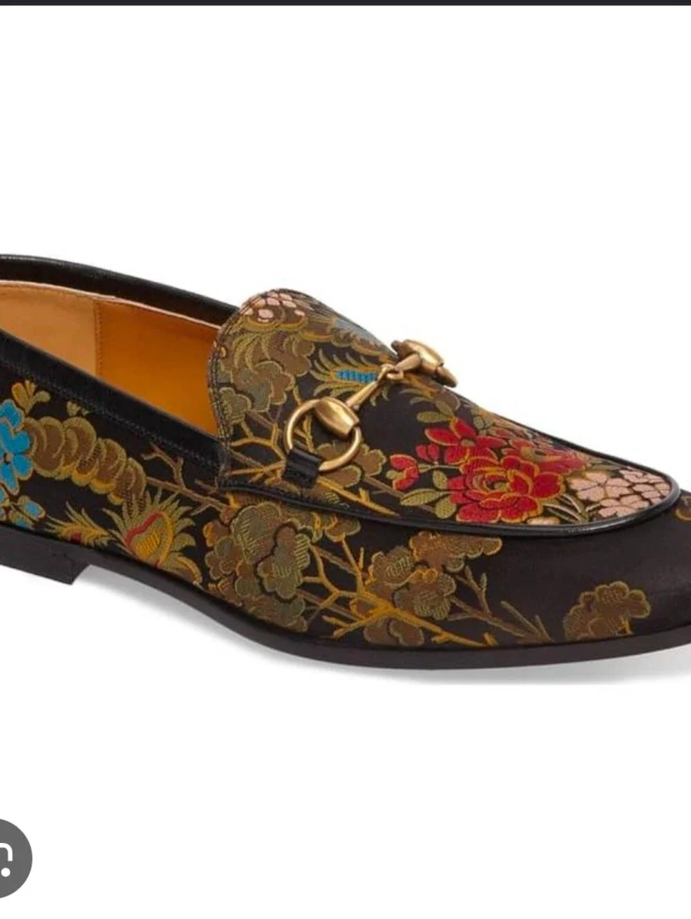 Gucci Floral Jacquard Horsebit Loafer in Black with Red & Blue Accents - Picture 4 of 10